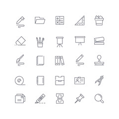 Line icons set. Stationery pack. Vector batch
