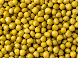 Canned peas background. The view of the top.