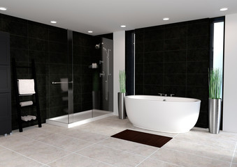 Fototapeta na wymiar 3D Rendering Modern Bathroom
