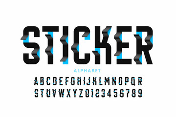 Sticker style font design, alphabet letters and numbers