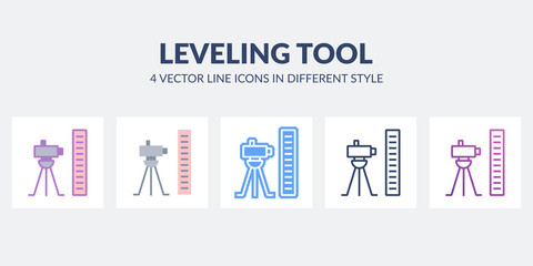 Leveling tool icon in flat, line, glyph, gradient and combined styles.
