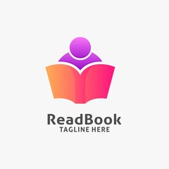 Reading book logo design