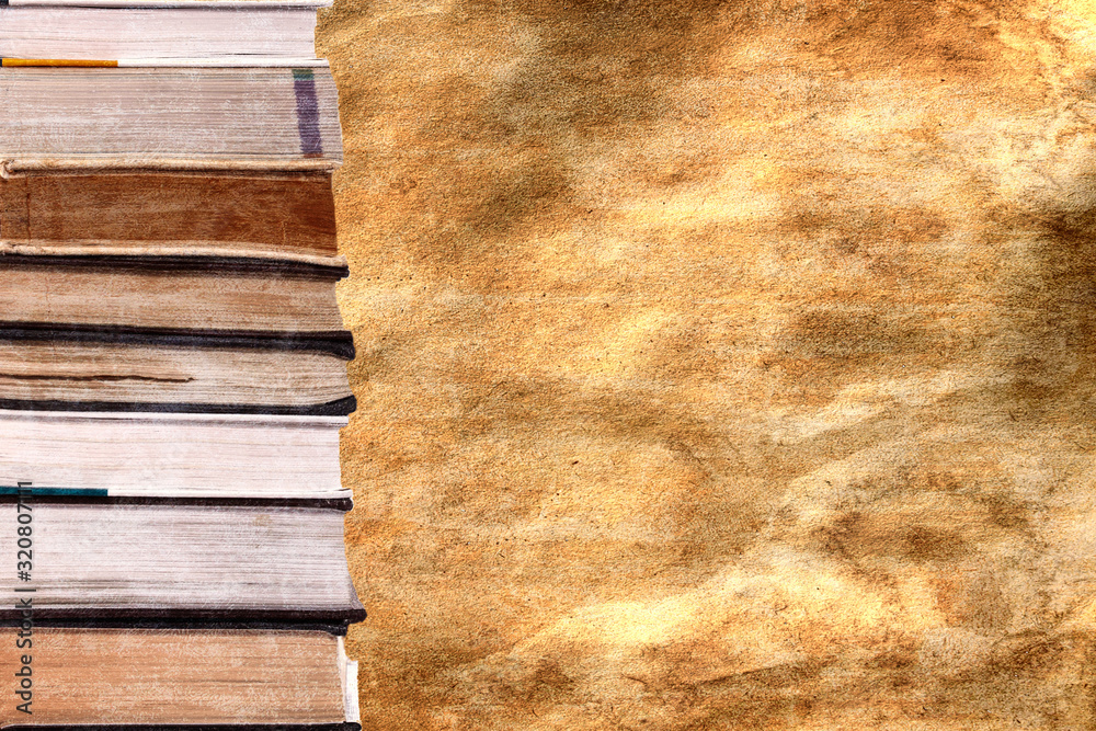 Poster a stack of books. on the background of old paper. template for designer