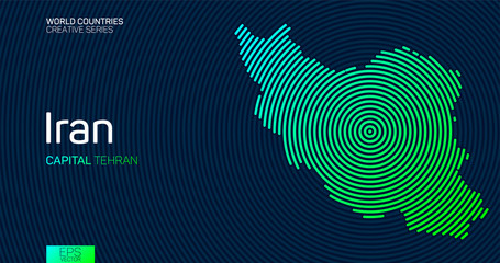 Abstract map of Iran with circle lines