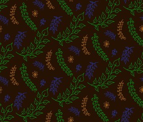 Vegetation pattern seamless vector illustration hand drawn