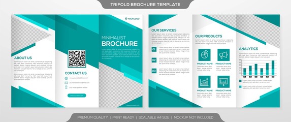 business trifold brochure template design with simple layout and minimalist style use for business profile and promotion kit