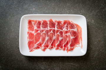 sliced collar pork raw