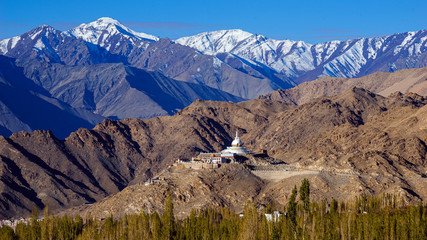Stupa on mountain in leh-Ladakh