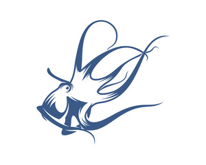 Octopus logo vector template. Isolated octopus design on white background. Illustration