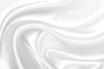 Plakat White fabric texture background, Wavy satin