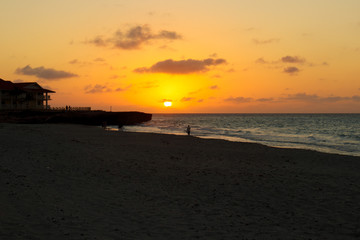 Golden sunset over the Atlantic ocean