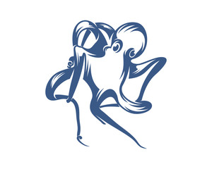 Octopus logo vector template. Isolated octopus design on white background. Illustration