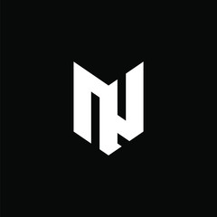 Initial letter logo template with fox head or trident symbol in flat design monogram illustration