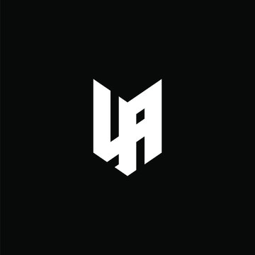 Initial letter LA logo template with sporty bold line art symbol in flat design monogram illustration