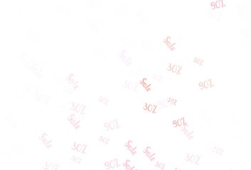 Light Red vector background with 30, 50, 90 % signs of sales.