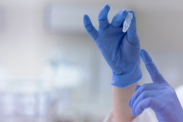 Fototapeta premium Concept Coronavirus. 2019-nCoV. Scientists or doctors research for Corona virus treatment and solution. Research in lab or hospital.
