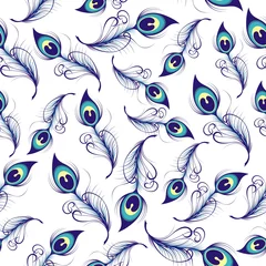 Wallpaper murals Peacock Peacock feathers seamless pattern. Tails of peacocks vector