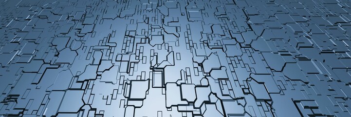Abstract metallic Future geometric technology background, 3D Rendering