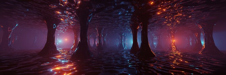 Sci Fi Futuristic Fantasy Strange Alien Structure, 3D rendering