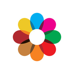 creative color flower red green blue yellow pink logo design