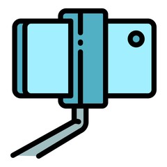 Phone on selfie stick icon. Outline phone on selfie stick vector icon for web design isolated on white background