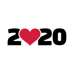 Year 2020 with red heart