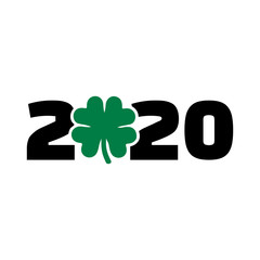 Year 2020 with green shamrock