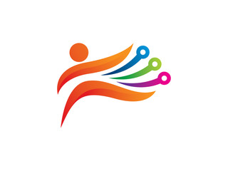 People technology logo template design, emblem, symbol or icon