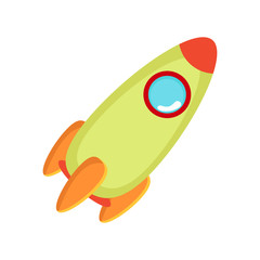 cartoon rocket, Space Rocket on a white  background, Vector illustration