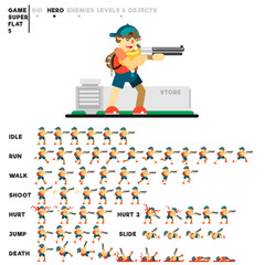 Animation of a young man with a shotgun for creating a video game