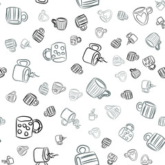 Coffee seamless vector pattern for Cup mug, restaurant or cafe menu design. 