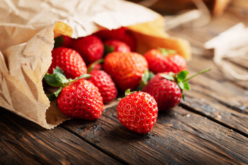 strawberry on the wooden rustic background