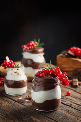 dessert with white and dark chocolate cream