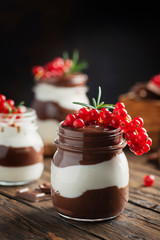 dessert with white and dark chocolate cream