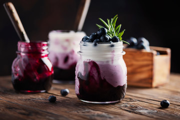 Sweet healthy yogurt with blueberry