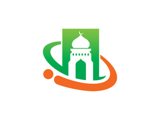 Mosque logo template design, emblem, symbol or icon