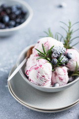 ice cream with frozen blueberry