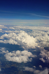 Fototapeta na wymiar interesting views from the airplane window on a warm summer day
