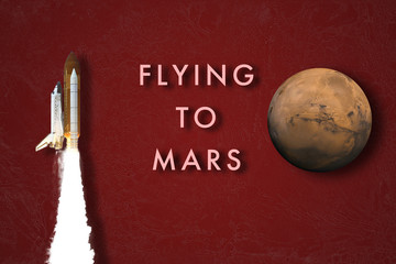 human fly to the planet mars in shuttle rocket, the international space mission elements of this image furnished by nasa © Mihail