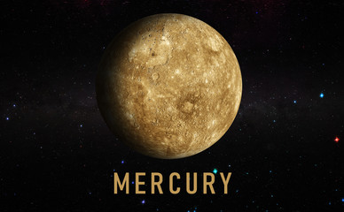 mercury planet in the milky way, solar system, galaxy science creative art background elements of this image furnished by nasa - obrazy, fototapety, plakaty