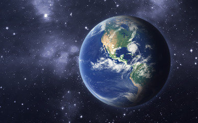 the planet earth in the space, view from spaceship, creative  science art concept elements of this image furnished by nasa