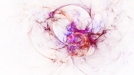 Abstract orange and purple glowing shapes. Fantasy light background. Digital fractal art. 3d rendering.