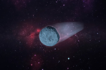 the asteroid or meteor fly to the earth, a future disaster, creative fantasy science art elements...