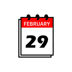 February 29 calendar icon, also known as leap year day, is a date added to most years that are divisible by 4. - obrazy, fototapety, plakaty