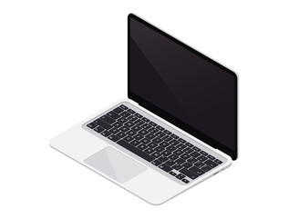 Modern laptop with a blank screen isolated on white background. Vector 3d isometric illustration. IT technology.