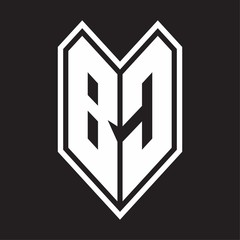 BC Logo monogram with emblem line style isolated on black background