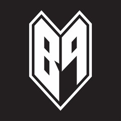 BP Logo monogram with emblem line style isolated on black background