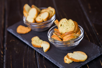 round crackers with herbal