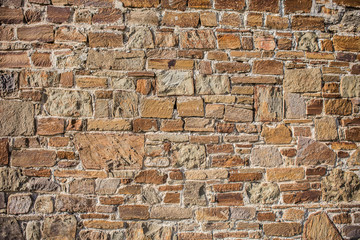 Old brick wall of rough stone