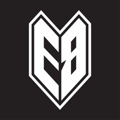 EB Logo monogram with emblem line style isolated on black background